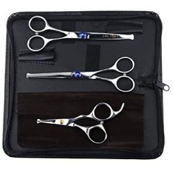 LILYS PET Professional and Home-use Pet Dog Cat Round-Tip Home Grooming Scissors Set,7'' Round-Tip Cutting Scissor+7'' Round-Tip Curved Scissor+5.0'' Round-Tip Face Hair Scissor