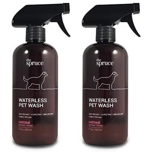 The Spruce Waterless Pet Wash, No Rinse Moisturizing Shampoo for Pets - Daily Pet Care - Cleaning, Cleansing, and Conditioning for Dogs, Puppies, and Cats - 17 oz