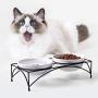 Y YHY Cat Bowls,Elevated Cat Food and Water Bowls with Stand,Raised Pet Bowls for Cats or Dogs,Ceramic Cat Dishes,12 Ounces,Microwave and Dishwasher Safe