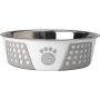PetRageous 13096 Fiji Stainless-Steel Non-Slip Dishwasher Safe Dog Bowl 6.5-Cup Capacity 8.5-inch Diameter 2.75-inch Tall for Large and Extra Large Dogs, White/Light Gray