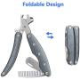 By-Heart Dog Nail Clippers, Foldable Pet Nail Trimmers with Safety Guard & Lock, Free Nail File and Comb, Professional Pet Nail Clippers for Large and Small Animals, Gray