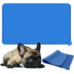 Scmkd Dog Cat Feeding Mat Silicone Pet Food Mat Non-Slip Cat Dog Bowl Mat Easy Clean Raised Edges Cat Dog Mat for Food and Water