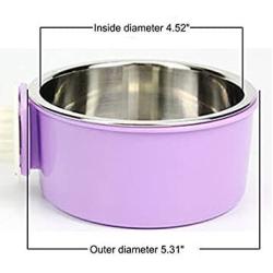 Creation Core Removable Pet Cage Stainless Steel Hanging Bowl Cat Dog Water Bowl Birds Food Bowl with Bolt Holder