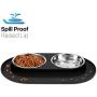 Flexzion Double Dog Bowl Feeding Station, Skid Proof Silicone Base with Spill Proof Raised Lip & Two 12oz Stainless Steel Bowls for Food and Water, Ideal for Small to Medium Size Dogs Cats Pet