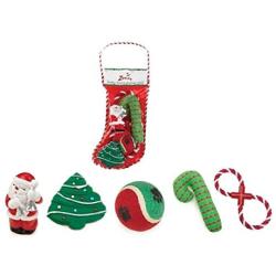 Holiday Stockings Gift for Dogs - Christmas Theme Dog Toy Stocking Set of 5 Toys(Holiday Surprise Stocking)