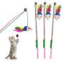 Ttzz Cat Teaser,Mouse Shape Cat Teaser with Coloured Feather Interactive Bell Toy for Pet Training