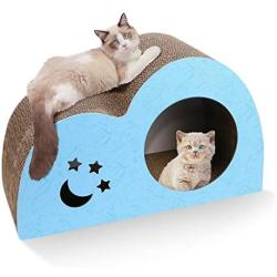 isYoung Cat Scratcher Cardboard, Corrugated Cat Scratching Pad Lounge Cat Scratcher House Bed for Large Cat and Kitten