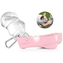 Flexzion Dog Water Bottle with Foldable Bowl Holder Drink Cup Tray Stand Attachment for Walking, Travel Drinking Dispenser Hanging Buckle Accessory for Pets, Dogs, Cats, Small Animals