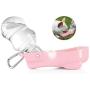 Flexzion Dog Water Bottle with Foldable Bowl Holder Drink Cup Tray Stand Attachment for Walking, Travel Drinking Dispenser Hanging Buckle Accessory for Pets, Dogs, Cats, Small Animals