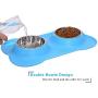UPSKY Dog Cat Bowls Stainless Steel Double Dog Food and Water Bowls with No-Spill No-Skid Silicone Mat, Pet Feeder Bowls Small Puppy Bowl for Small Dogs Cats