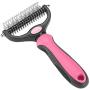 VWMYQ-Pet Grooming Tool - 2 Sided Undercoat Rake for Cats and Dogs - Safe Dematting Comb for Easy Mats & Tangles Removing - No More Nasty Shedding and Flying Hair