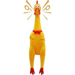 Novelty Place [Extra Load] Squawking Chicken Dog Toys - Large 16” - Yellow Rubber Squeeze Squeaky and Screaming Chicken for Pets or Kids