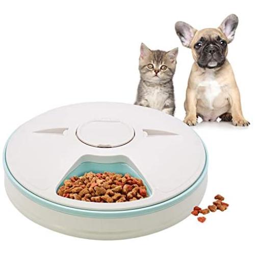 Automatic Pet Feeder for Dogs Cats Small Animals with Programmable Digital Timer, 6 Meal Trays Dry Wet Cat Food Dispenser Feeder, Portion Control Auto Pet Feeder 6x180ml