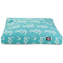 Teal Sea Horse Small Rectangle Indoor Outdoor Pet Dog Bed With Removable Washable Cover By Majestic Pet Products