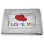 DayDayFun I Love You More Custom Pet Mat Quote of Infatuation Surrounded by Stars Scribble Art for Valentines Easy-to-Clean Pet Mat Vermilion White