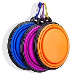 Collapsible Dog Bowl, Small Water Folding Portable Travel Foldable Silicone Collapsible Food Pet Dog Bowl for Dog with Carabiner Clip