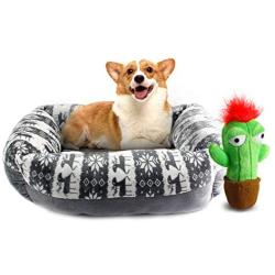 PAWISE Dog Bed Cat Bed Warm Bolster Cat and Dog Bed Winter Cozy Pet Bed for Samll Medium Dogs Cats