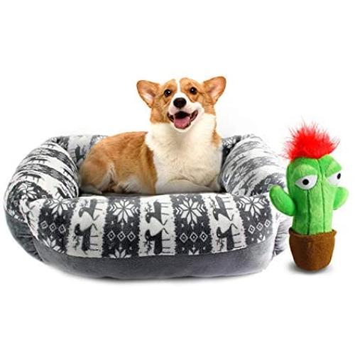 PAWISE Dog Bed Cat Bed Warm Bolster Cat and Dog Bed Winter Cozy Pet Bed for Samll Medium Dogs Cats