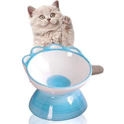 Jemirry Raised Cat Bowls, Elevated Ceramic Cat Dish Food Bowl Pet Feeder, Ceramic Pet Food Bowl for Flat-Faced Cats,Small Dogs