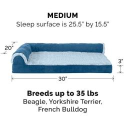 Furhaven Pet Dog Bed - Cooling Gel Memory Foam Faux Fleece and Chenille Soft Woven Traditional Sofa-Style Living Room Couch Pet Bed with Removable Cover for Dogs and Cats