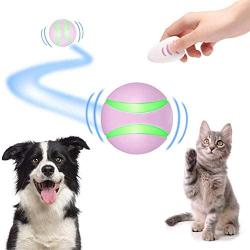 Blinkbrione Remote Control Pet Bounce Ball, Automatic Rolling and Rotation for Dogs & Cats with Colorful LED Lights, Rechargeable and Durable (Pink)