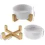 Micro Traders 2Pcs Ceramic Cat Dog Bowl, with Bamboo Elevated Stand for Puppy Kitten Pet Raised Feeder Gift Dishwasher-Safe White Micro Traders 2Pcs Ceramic Cat Dog Bowl, with Bamboo Elevated Stand for Puppy Kitten Pet Raised Feeder Gift Dishwasher-Safe White
