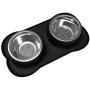 Large Dog Bowls & Mat Set - 2 Large Capacity, Removable Stainless Steel Bowl Set in a Stylish No Mess, No Spill, Non Skid, Silicone Mat. Food & Water Bowls for Medium to Large Dogs - 54oz / 108oz