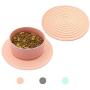 Ptlom Pet Food Mat for Dog and Cat Placemat 2 Pcs, Mat for Prevent Food and Water Overflow, Suitable for Medium and Small Pet,Silicone, 9.5'' 9.5''