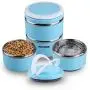 YOUTHINK Travel Dog Bowl Stainless Steel Fit Water and Feed Bowl Portable Spill Proof Pet Bows Multiple Layers Pet Water Food Storage Container with Handle for Dog Cats Outdoor Traveling …