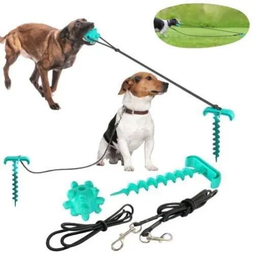 Genetic Los Angeles Dog Stake for Yard, Dog Tie Out Cable with Chew Toy, Great fo Dogs Up to 120 lbs, Great for Dog Camping or The Garden, Suitable for Harness, Leash & Chain Attachments Genetic Los Angeles Dog Stake for Yard, Dog Tie Out Cable with Chew Toy, Great fo Dogs Up to 120 lbs, Great for Dog Camping or The Garden, Suitable for Harness, Leash & Chain Attachments