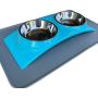 ZEXPRO Double Pet Food Bowls - Dog Bowls & Cat Bowls Made with Premium Stainless - Raised Feeding Stand with Non-Slip Silicon Mats Made with PP - Perfect for Cats and Small Dogs