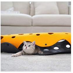 ZZK Cat Tunnel Pet Cat Bed Cat Tunnel Hidden Toy with Multiple Tracking Holes Foldable Tunnel Mat Four Seasons Universal Cat Toy Removable and Washable