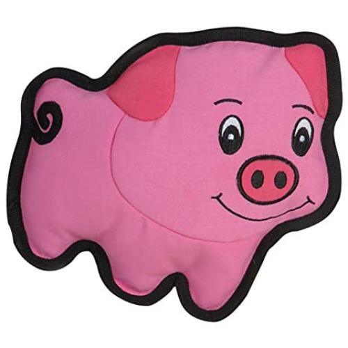 SmartPetLove - Tender-Tuffs Simple - Tough Plush Dog Toy - Easy Grab Pink Pig with Puncture Resistant Squeaker and Super Strong Seams for Big and Small Dogs