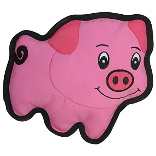 SmartPetLove - Tender-Tuffs Simple - Tough Plush Dog Toy - Easy Grab Pink Pig with Puncture Resistant Squeaker and Super Strong Seams for Big and Small Dogs