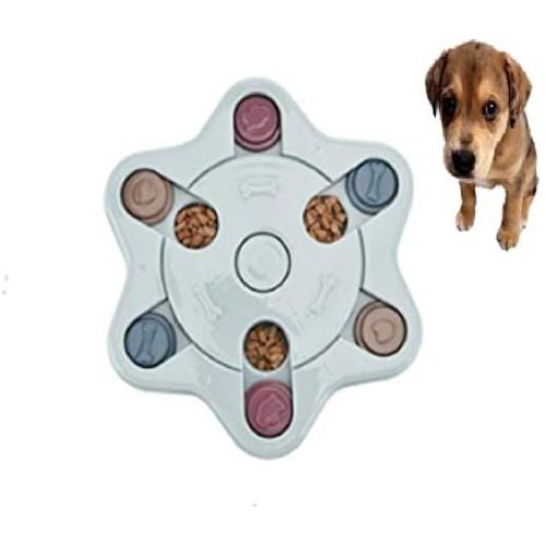 N/A Bowl Pet Toy Dog Food Turntable Eating Puzzle Anti-Smashing Dog Bowl Supplies, Style:Hexagon Style(Pink) (Color : Blue)