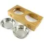 Alfie Pet - Kory Stainless Steel Double Bowl with Raised Bamboo Stand Alfie Pet - Kory Stainless Steel Double Bowl with Raised Bamboo Stand