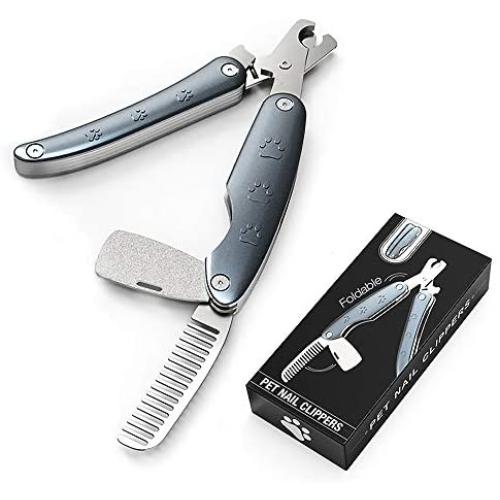 PETXIAOWU Dog Nail Clippers and Trimmer with File and Grooming Brush, Heavy Duty Nailclipper with Safety Guard to Avoid Over-Cutting for Cat, Dog, Rabbit, Guinea Pig at Home