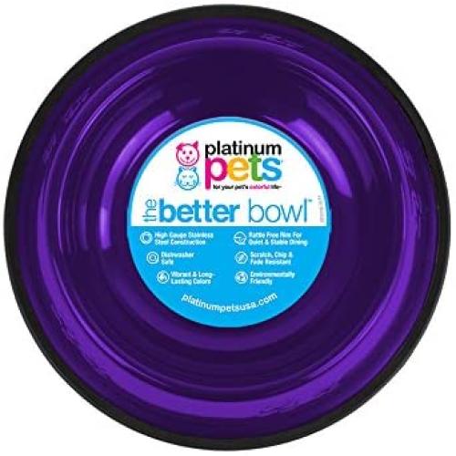 Platinum Pets Embossed Non-Tip Stainless Steel Cat/Dog Bowl