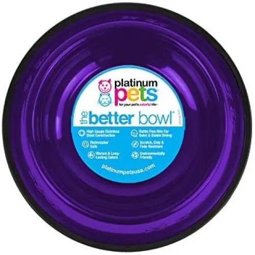 Platinum Pets Embossed Non-Tip Stainless Steel Cat/Dog Bowl Platinum Pets Embossed Non-Tip Stainless Steel Cat/Dog Bowl