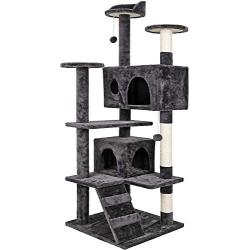 JJW Cat Tree Tower with Sisal Scratching Posts Condos,Hammock Plush Perches,Cat Activity Centres Kittens Furniture Play House