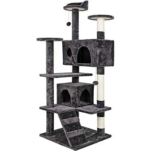 JJW Cat Tree Tower with Sisal Scratching Posts Condos,Hammock Plush Perches,Cat Activity Centres Kittens Furniture Play House JJW Cat Tree Tower with Sisal Scratching Posts Condos,Hammock Plush Perches,Cat Activity Centres Kittens Furniture Play House