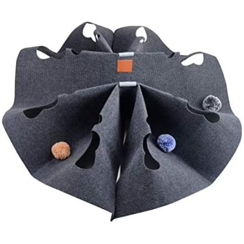 POPETPOP Cat Play Mat Cat Activity Sniffing Pad Interactive Scratching Bed Rug Behavioral Training Mat Pets Toy (Dark Grey)