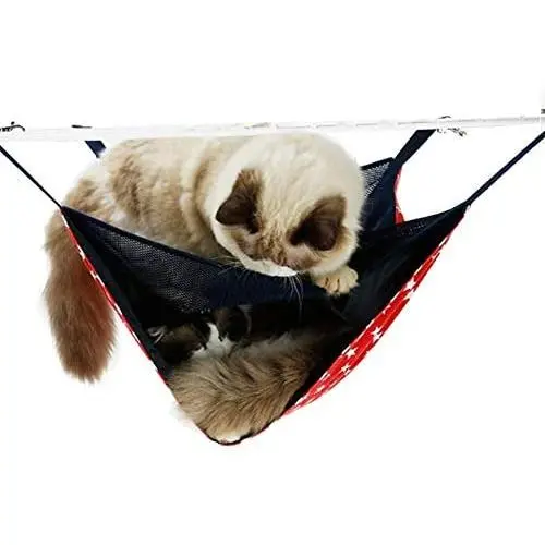 Cuteboom 2 Level Comfortable Cat Hammock, Breathable Hanging Bed/nest for Kitten/Adult Cats, Double Layer Pet Cage for Spring/Summer/Winter Cuteboom 2 Level Comfortable Cat Hammock, Breathable Hanging Bed/nest for Kitten/Adult Cats, Double Layer Pet Cage for Spring/Summer/Winter