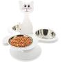 Etna Pet Store Elevated Cat Bowls - This Wooden, Raised Pet Feeder Promotes Better Digestion and is Easy on The Joints - Multiple Cat Feeder with 3 Removable Cat Bowls for Food and Water