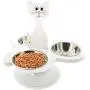 Etna Pet Store Elevated Cat Bowls - This Wooden, Raised Pet Feeder Promotes Better Digestion and is Easy on The Joints - Multiple Cat Feeder with 3 Removable Cat Bowls for Food and Water