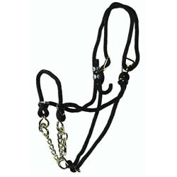 Hamilton Poly Rope Yearling Halter with Chain, 3/8-Inch, Black