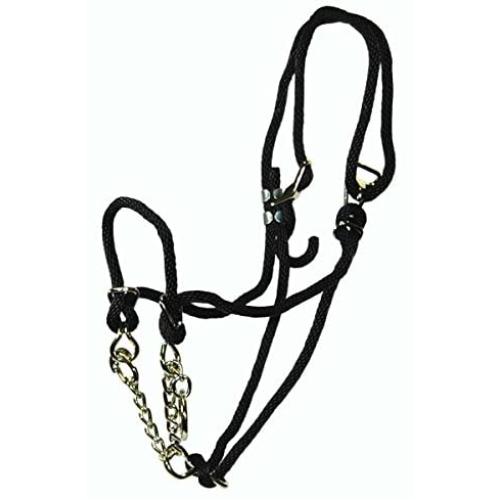 Hamilton Poly Rope Yearling Halter with Chain, 3/8-Inch, Black