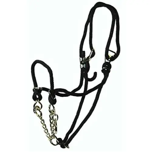 Hamilton Poly Rope Yearling Halter with Chain, 3/8-Inch, Black