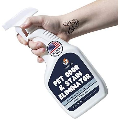 ZENAPOKI - Professional Quality Stain and Pet Odor Eliminator Spray, for Dogs and Cats - Pets House Spray, Cat and Dog Scent Remover with Natural Linen Scent - Pet Odor Smell Supplies