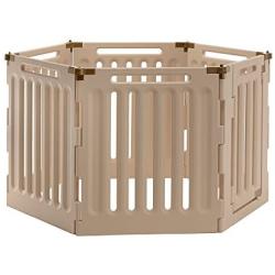 Richell Convertible Indoor/Outdoor Pet Playpen, Large, Soft Tan/Mocha